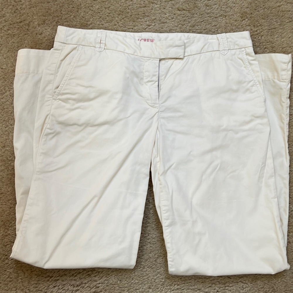 JCrew City Fit cream flared leg pant.